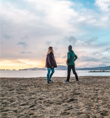 Couple on a beach in Vancouver